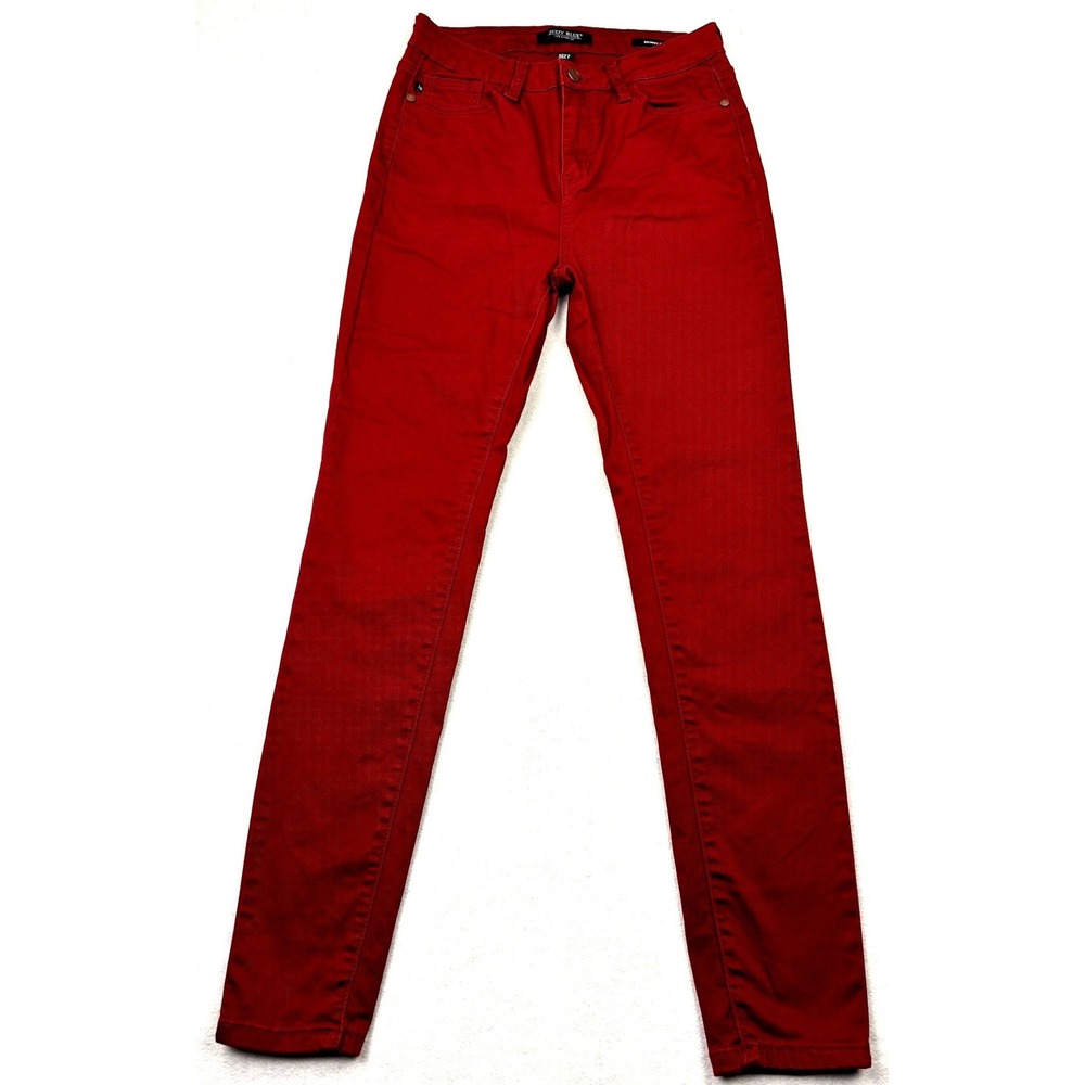 Judy Blue‎ High Rise Skinny Jeans Womens Size 5 27 Burgundy Brick Red Stretch
